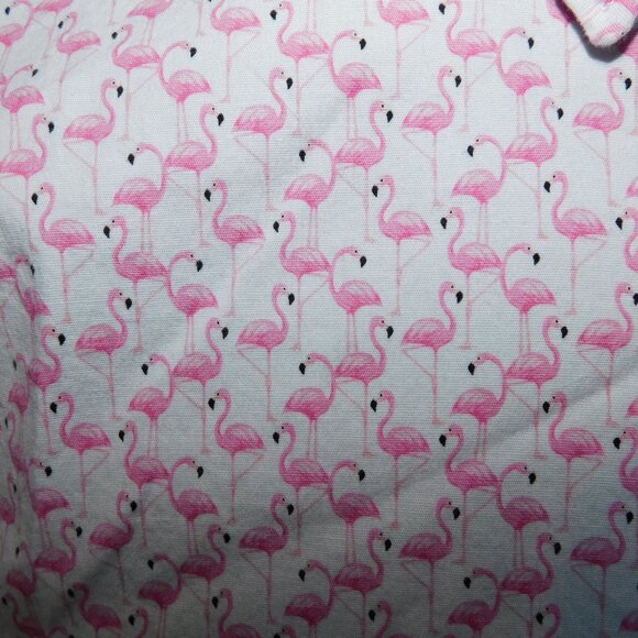 CON.STRUCT Mens M Slim Fit Stretch FLAMINGO Short Sleeve Button Front Shirt - Picture 2 of 13